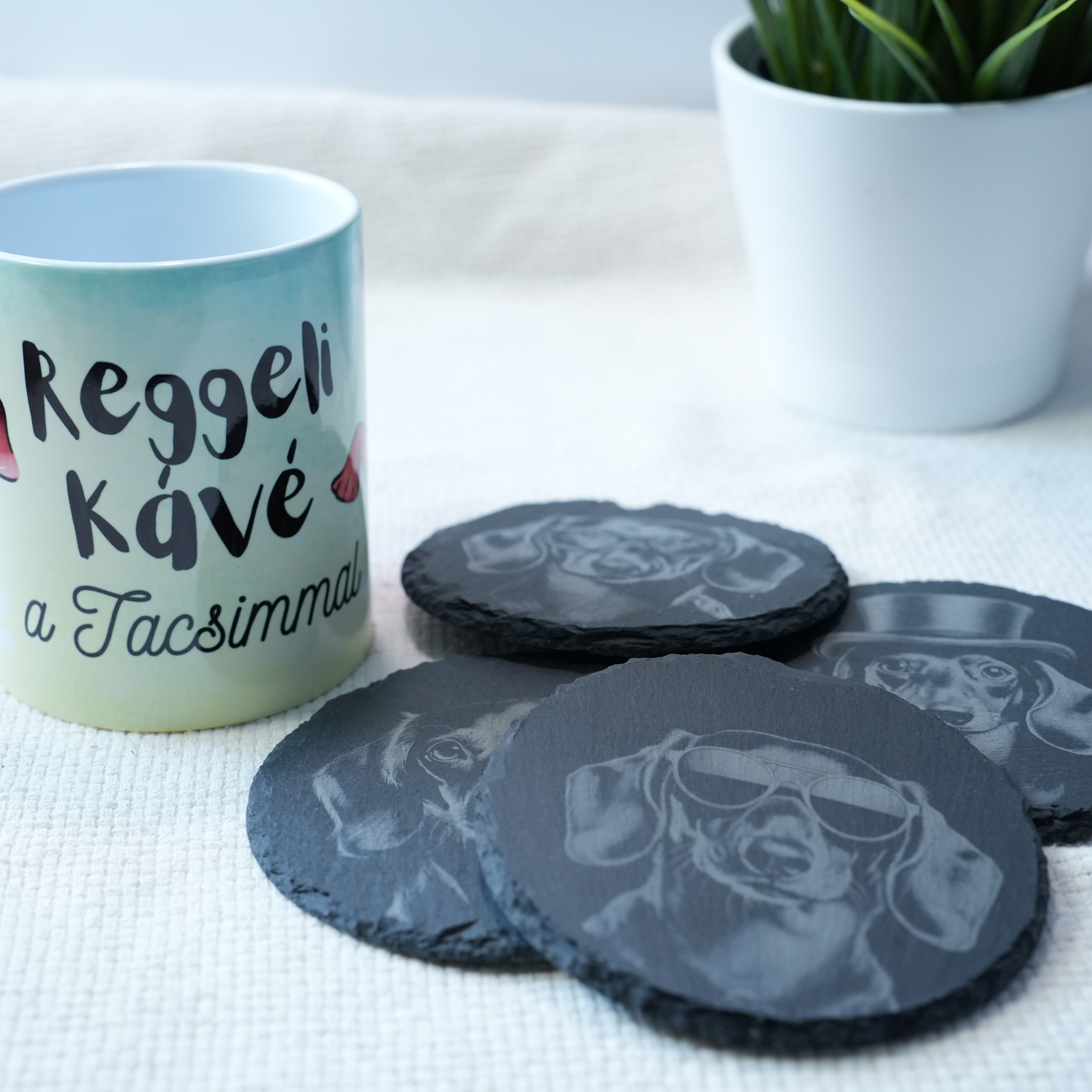Tacskós Reggeli Szett: "Reggeli Kávé" Bögre + Alátét