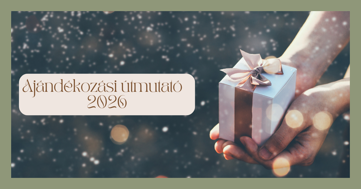 Ajándékozási útmutató 2020, kézben tartott díszdoboz, ünnepi háttér, Zsempiri