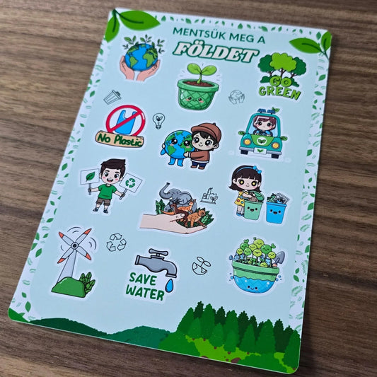 Mentsük Meg a Földet Matrica Ív — Környezetvédelmi Matricák Gyerekeknek