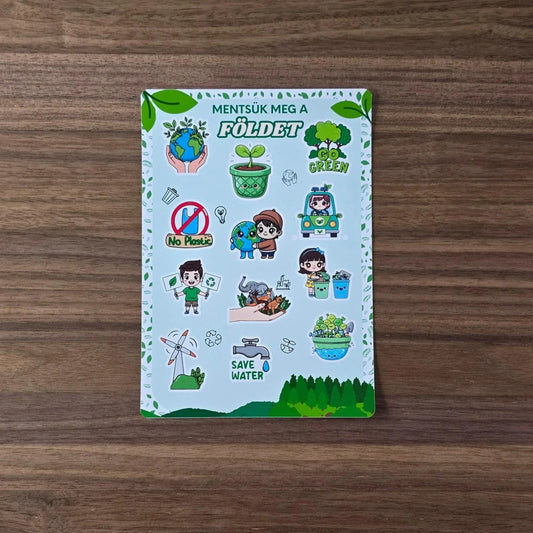 Mentsük Meg a Földet Matrica Ív — Környezetvédelmi Matricák Gyerekeknek