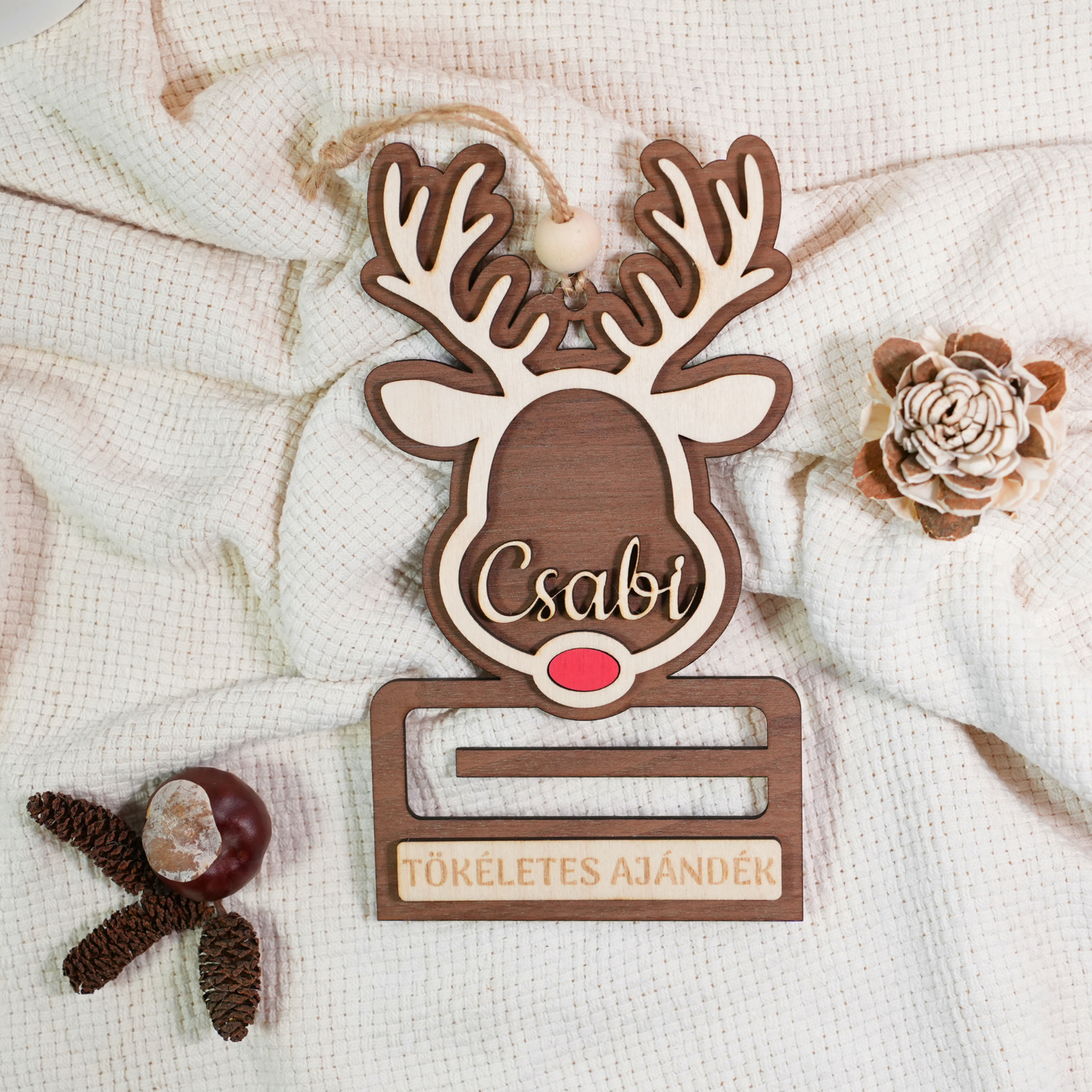 Rudolf, a Pénzátadó - Névre szóló Karácsonyi Dísz