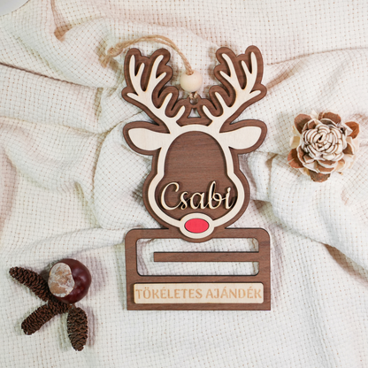 Rudolf, a Pénzátadó - Névre szóló Karácsonyi Dísz