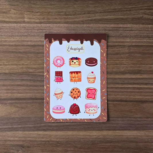Édességek Matrica Ív — Kawaii Süti Matricák Gyerekeknek