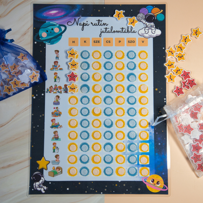 Zsempiri "Csillaggyűjtő" – Tépőzáras Napi Rutin és Jutalomtábla (Fiú/Lány változat)