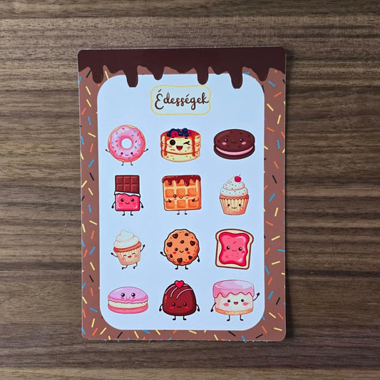 Édességek Matrica Ív — Kawaii Süti Matricák Gyerekeknek