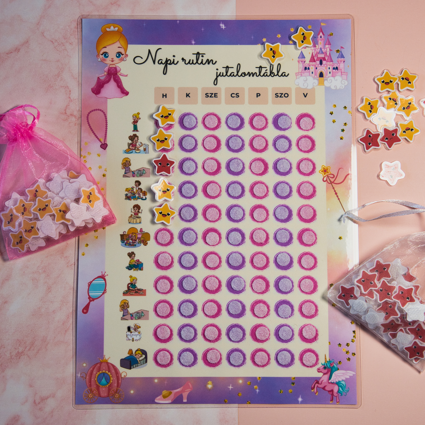 Zsempiri "Csillaggyűjtő" – Tépőzáras Napi Rutin és Jutalomtábla (Fiú/Lány változat)