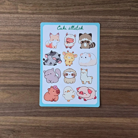 Cuki Állatok Matrica Ív — Kawaii Matricák Gyerekeknek