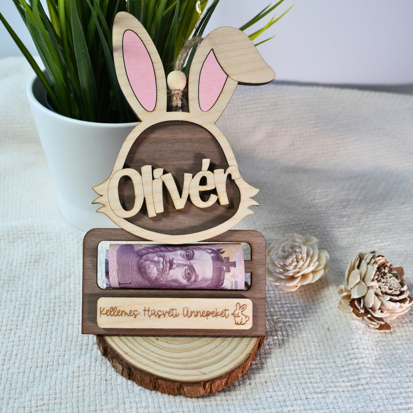 "Húsvéti Zsebpénz" – Névre Szóló Nyuszis Pénzátadó és Dísz