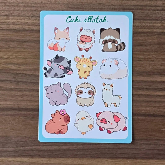 Cuki Állatok Matrica Ív — Kawaii Matricák Gyerekeknek