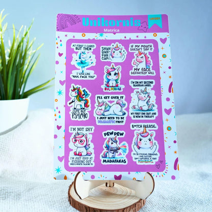 Unikornis matrica ív – Pimasz feliratos, fehér