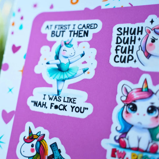 Unikornis matrica ív – Pimasz feliratos, fehér