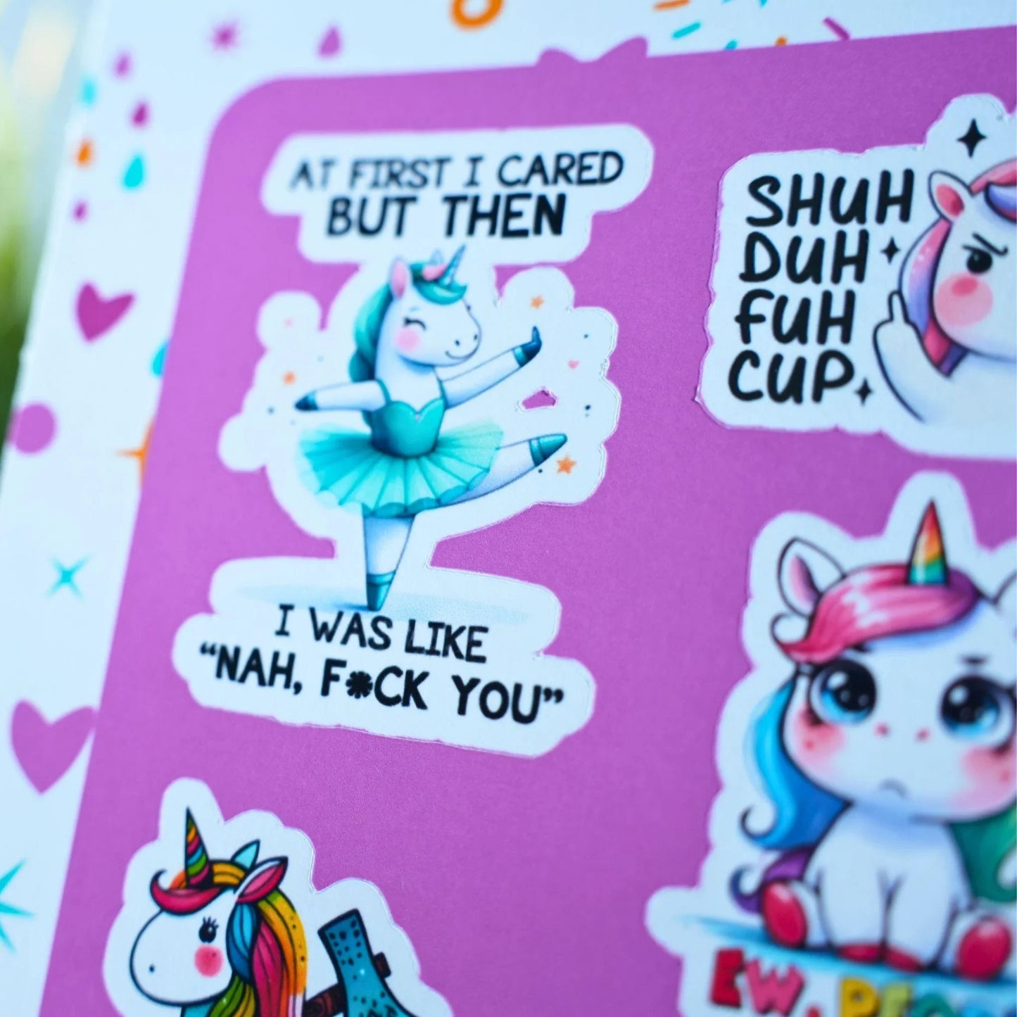 Unikornis matrica ív – Pimasz feliratos, fehér