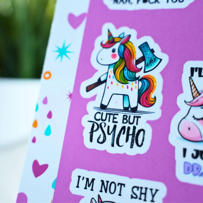 Unikornis matrica ív – Pimasz feliratos, fehér