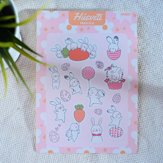 Húsvéti matricaív nyuszis, tojásos, répás mintákkal, kézműves gyerekszoba dekoráció