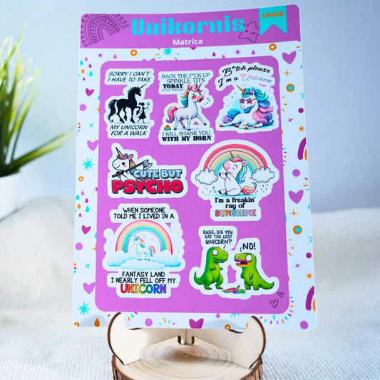 Unikornis matrica ív – Vicces angol feliratos, lila